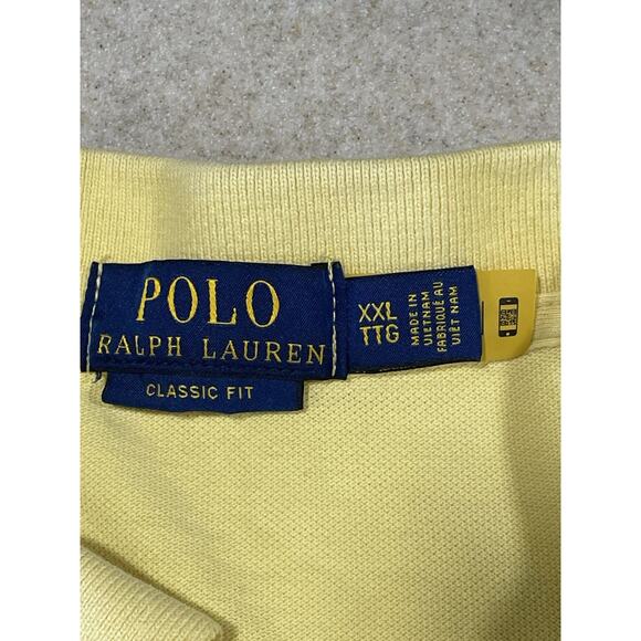Vintage Polo Ralph Lauren Yellow Polo Shirt Classic Fit Short Sleeve Men's XXL - Picture 7 of 9